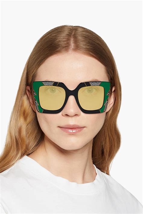 gucci square acetate optical glasses|gucci crystal embellished sunglasses.